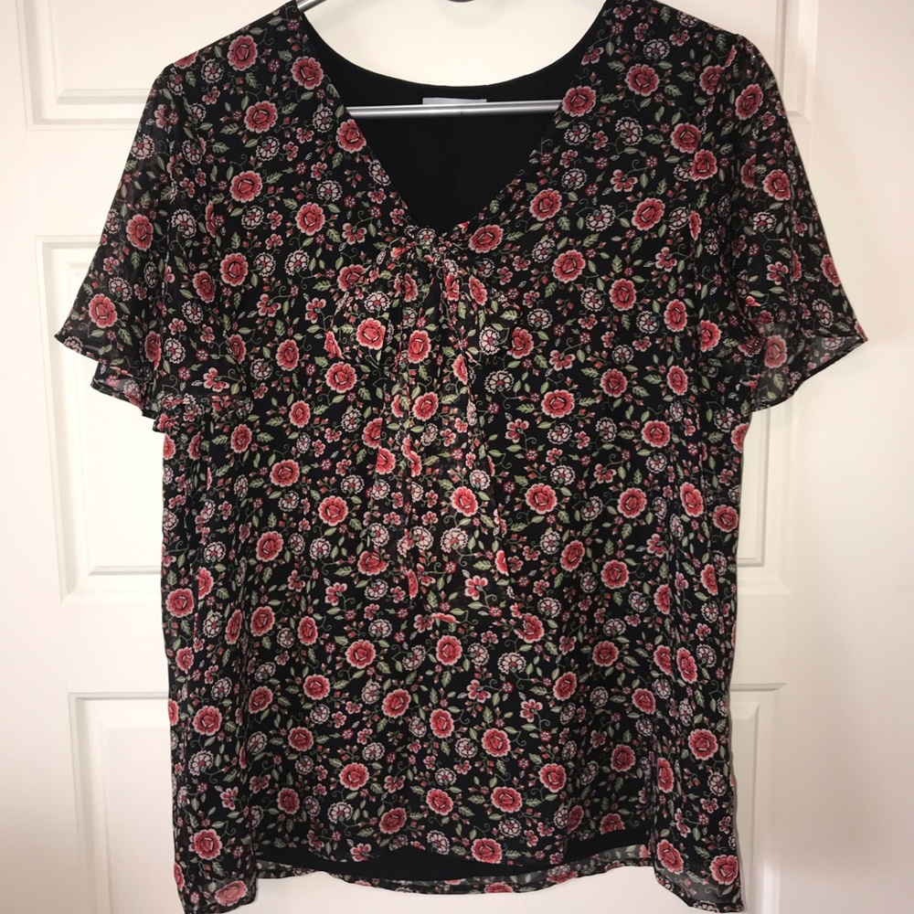 Pleione Floral Blouse with Tie Bow